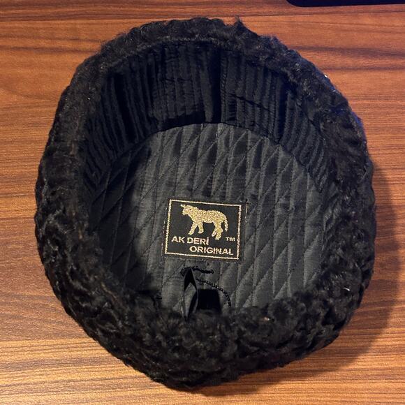 Men’s Papakha Hat Ak Deri Orginal 100% Lambskin fur and leather size 60 - Picture 3 of 6